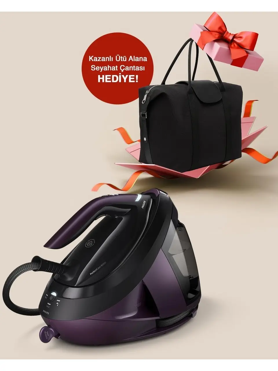 Philips PerfectCare 8000 Serisi PSG8160/30 Buhar Kazanlı Ütü +Hotiç Seyahat Çantası